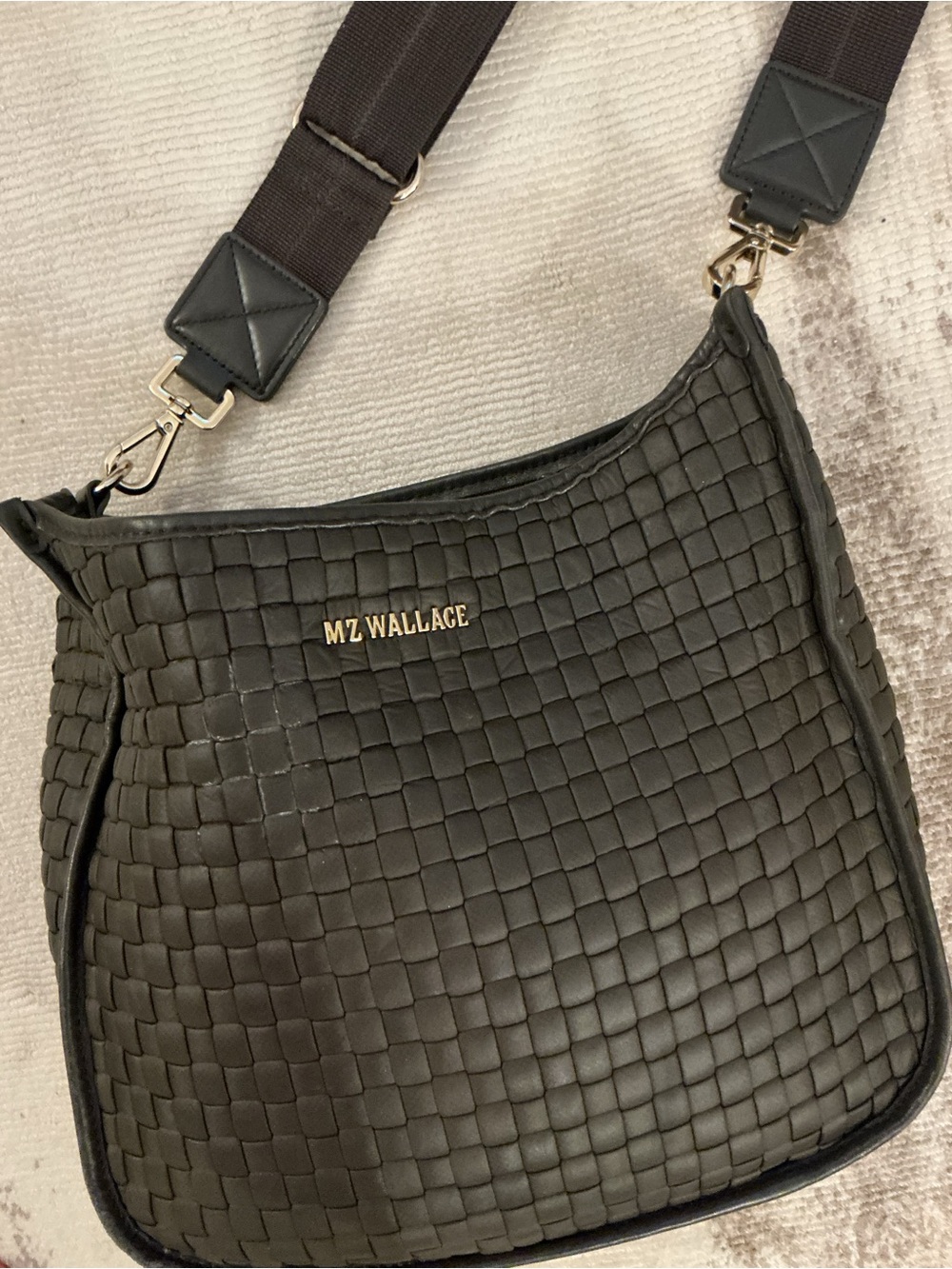 MZ Wallace Gunmetal Woven Box Crossbody